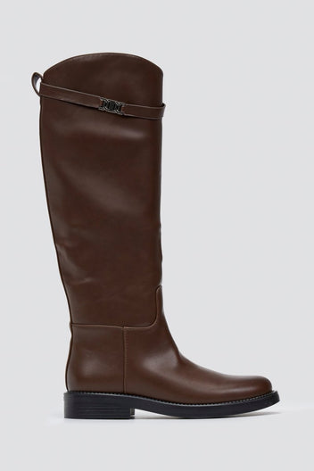 Stephan - Riding Boots Strap Detail - Light Brown Matte