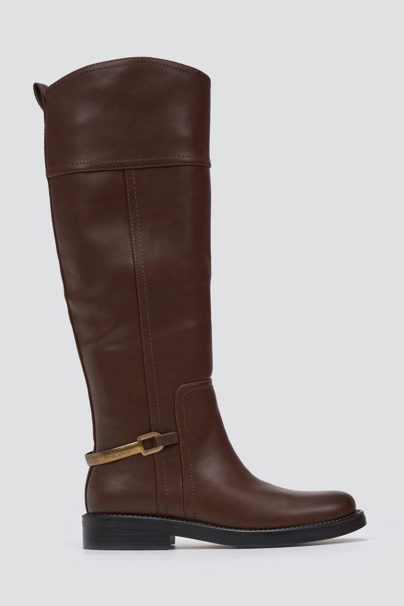 Riding Boots Zip Closure - Brown Matte - thefashionproject.gr - Stephan