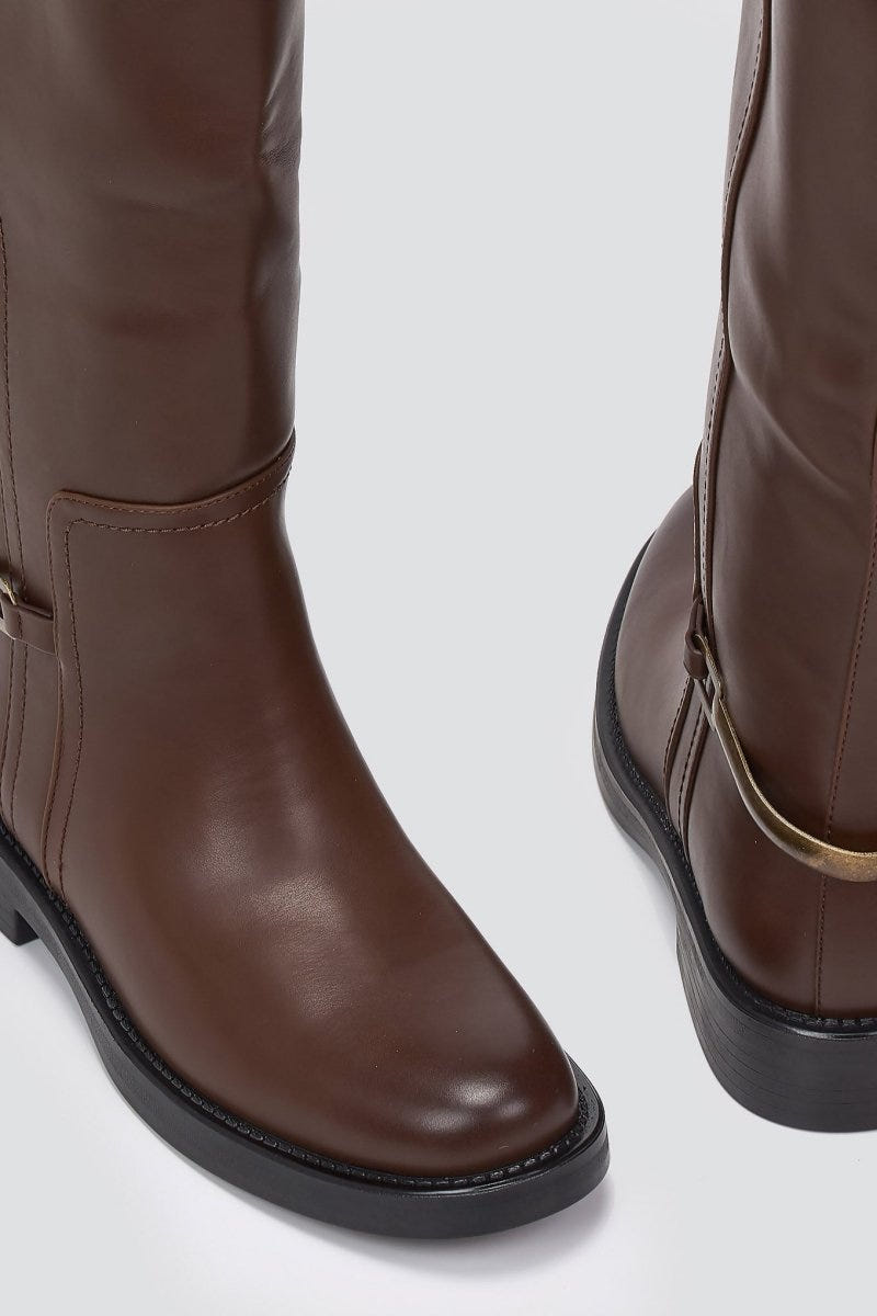 Riding Boots Zip Closure - Brown Matte - thefashionproject.gr - Stephan