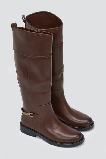Riding Boots Zip Closure - Brown Matte - thefashionproject.gr - Stephan