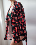 Ρόμπα velvet με λουλούδια - Μαύρο - thefashionproject.gr - The Fashion Project