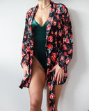 Ρόμπα velvet με λουλούδια - Μαύρο - thefashionproject.gr - The Fashion Project