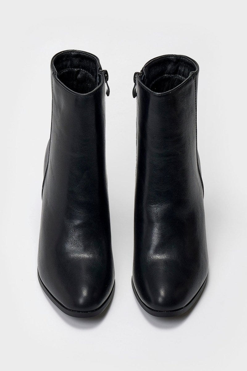 Round - Toe Ankle Boots with Block Heel - Black Matte - thefashionproject.gr - BOTEGGA 22