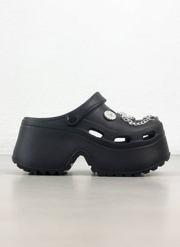 Σαμπό με ψηλή σόλα και διακοσμητικά - Μαύρο - thefashionproject.gr - The Fashion Project