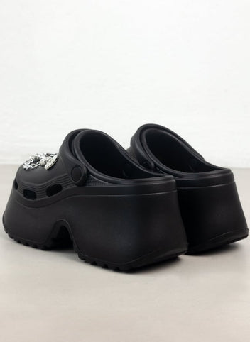 Σαμπό με ψηλή σόλα και διακοσμητικά - Μαύρο - thefashionproject.gr - The Fashion Project