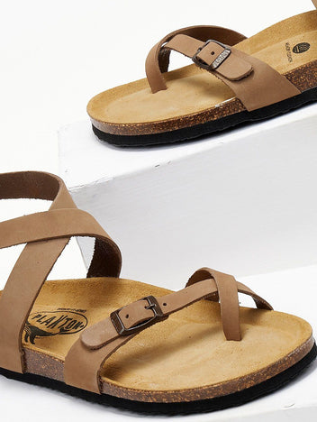 Σανδάλια ανατομικά από nubuck δέρμα Plakton 181204 - Μπεζ - thefashionproject.gr - Plakton