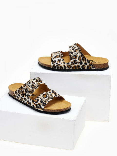 Sandals Synthetic Ponyskin - Leopard