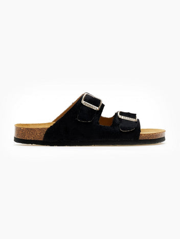 Σανδάλια ανατομικά από συνθετικό ponyskin Plakton 180010 - Μαύρο - thefashionproject.gr - Plakton