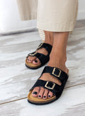 Σανδάλια ανατομικά από συνθετικό ponyskin Plakton 180010 - Μαύρο - thefashionproject.gr - Plakton