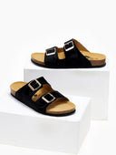 Σανδάλια ανατομικά από συνθετικό ponyskin Plakton 180010 - Μαύρο - thefashionproject.gr - Plakton