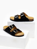 Σανδάλια ανατομικά από συνθετικό ponyskin Plakton 180010 - Μαύρο - thefashionproject.gr - Plakton