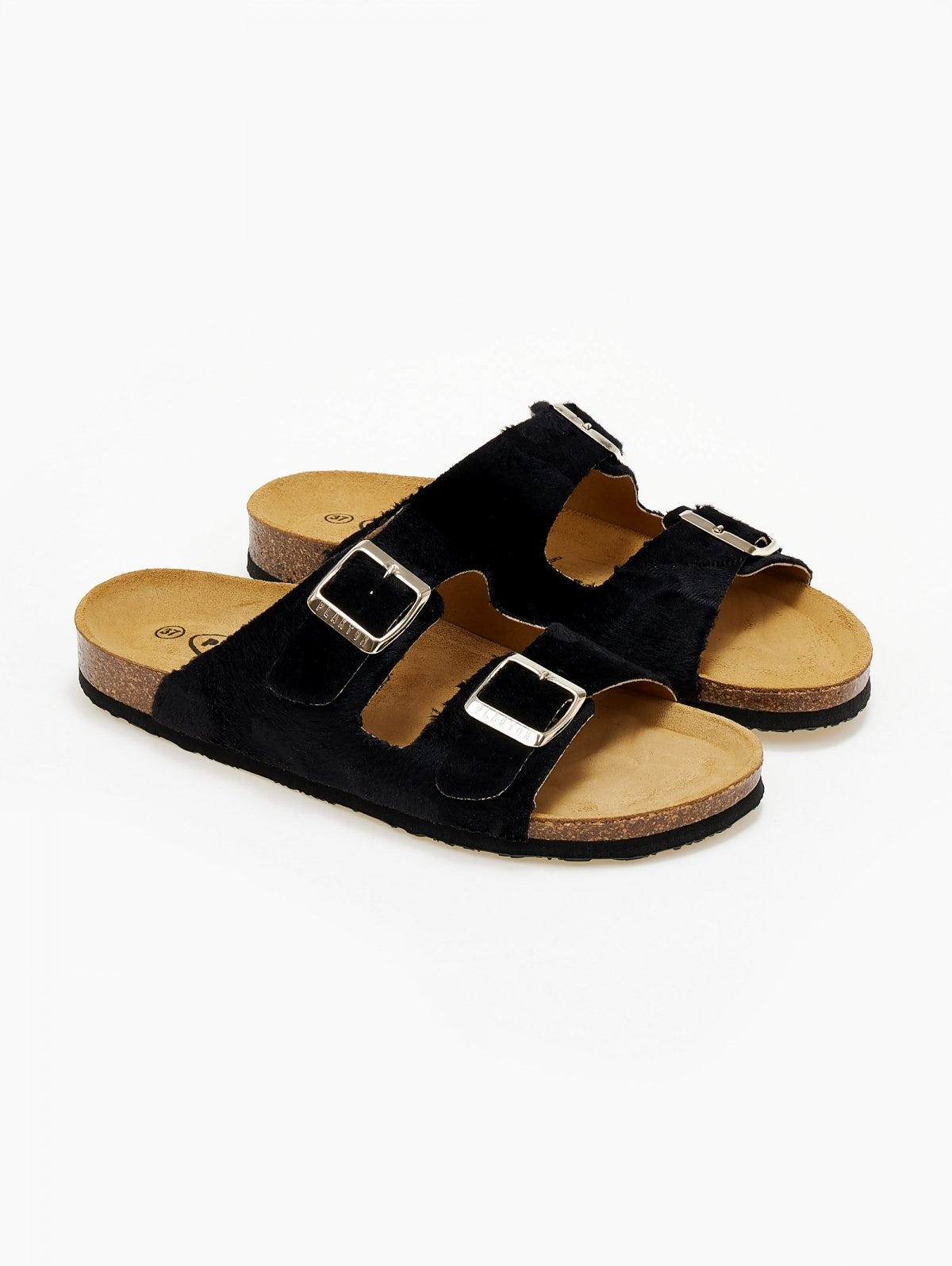 Σανδάλια ανατομικά από συνθετικό ponyskin Plakton 180010 - Μαύρο - thefashionproject.gr - Plakton