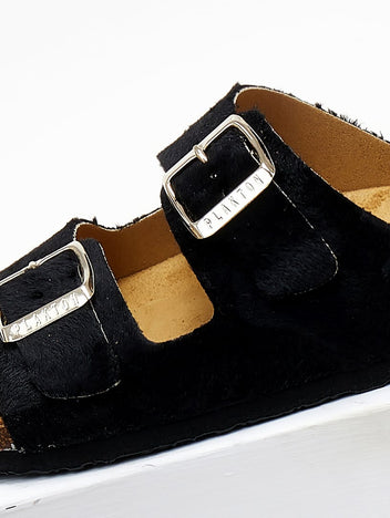 Σανδάλια ανατομικά από συνθετικό ponyskin Plakton 180010 - Μαύρο - thefashionproject.gr - Plakton