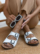 Σανδάλια ανατομικά δερμάτινα Interbios - Λευκό - thefashionproject.gr - Inter - Bios