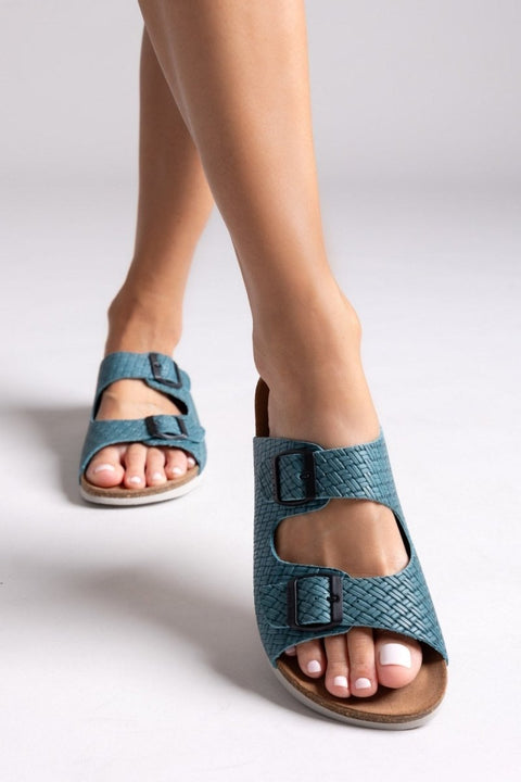 Leather Anatomical Sandals - Petrol