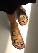 Σανδάλια ανατομικά δερμάτινα Interbios - Χακί - thefashionproject.gr - Inter - Bios