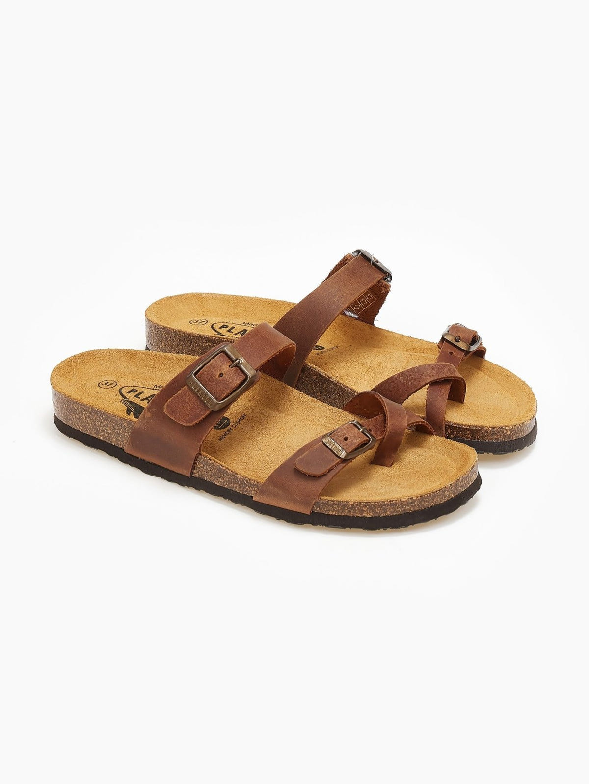 Σανδάλια ανατομικά δερμάτινα Plakton 181032 - Ταμπά - thefashionproject.gr - Plakton