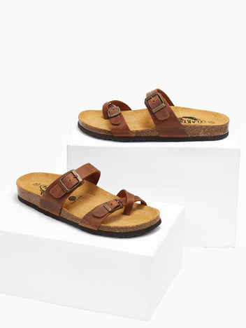 Σανδάλια ανατομικά δερμάτινα Plakton 181032 - Ταμπά - thefashionproject.gr - Plakton