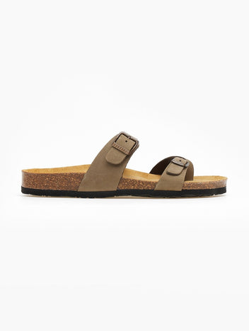 Σανδάλια ανατομικά δερμάτινα Plakton 181032 - Χακί - thefashionproject.gr - Plakton