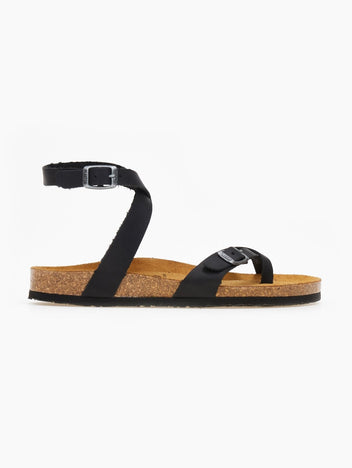 Σανδάλια ανατομικά δερμάτινα Plakton 181204 - Μαύρο - thefashionproject.gr - Plakton