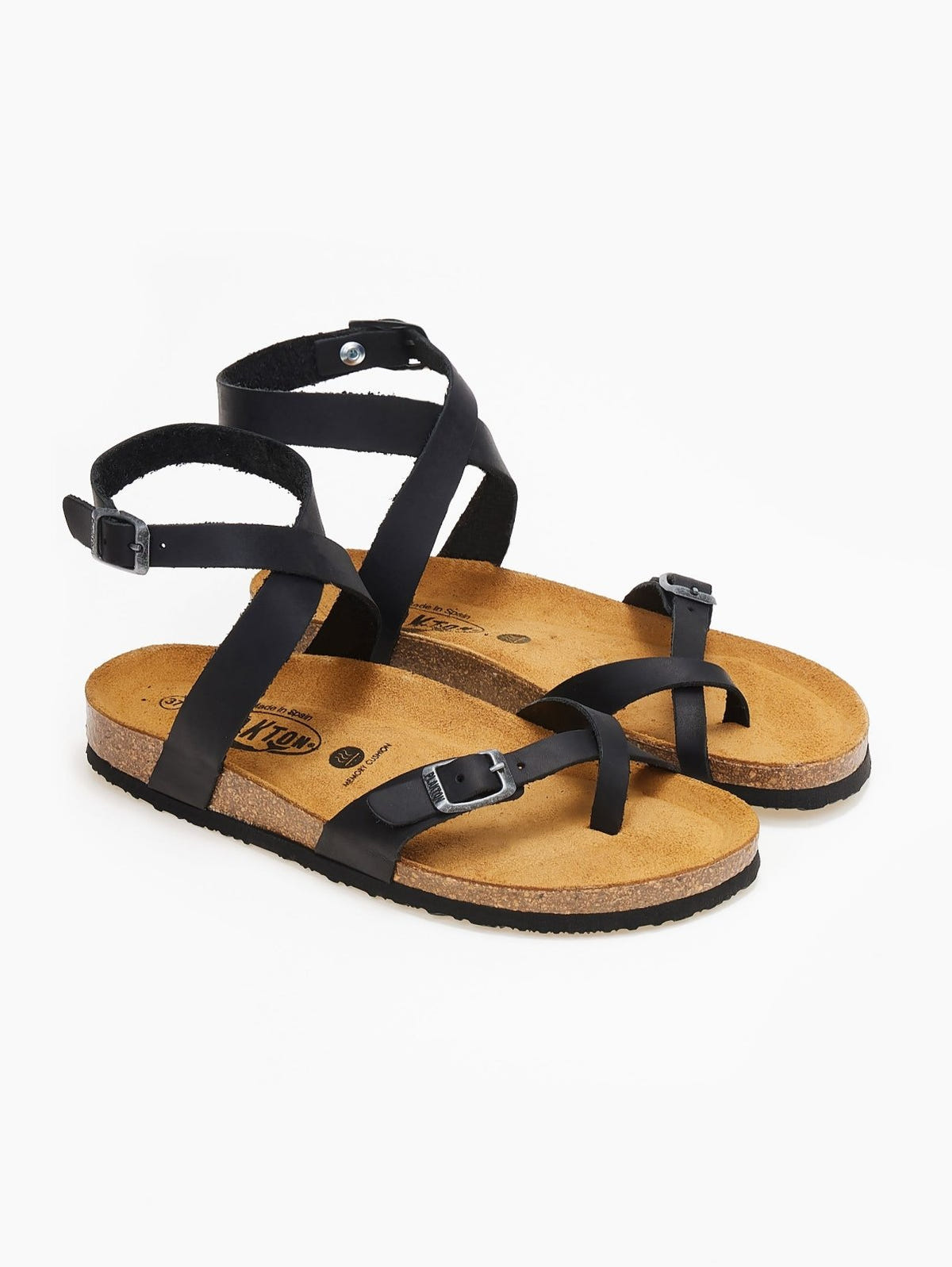 Σανδάλια ανατομικά δερμάτινα Plakton 181204 - Μαύρο - thefashionproject.gr - Plakton