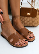 Σανδάλια ankle strap με ανάγλυφο σχέδιο estil - Ταμπά - thefashionproject.gr - Estil