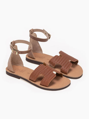 Σανδάλια ankle strap με ανάγλυφο σχέδιο estil - Ταμπά - thefashionproject.gr - Estil