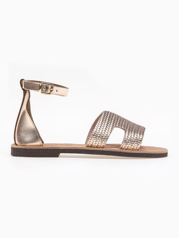 Σανδάλια ankle strap με ανάγλυφο σχέδιο estil - Χαλκός - thefashionproject.gr - Estil