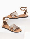 Σανδάλια ankle strap με ανάγλυφο σχέδιο estil - Χαλκός - thefashionproject.gr - Estil
