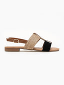Σανδάλια ankle strap με ψάθα ERYNN - Μαύρο - thefashionproject.gr - ERYNN