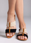 Σανδάλια ankle strap με ψάθα ERYNN - Μαύρο - thefashionproject.gr - ERYNN