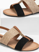 Σανδάλια ankle strap με ψάθα ERYNN - Μαύρο - thefashionproject.gr - ERYNN