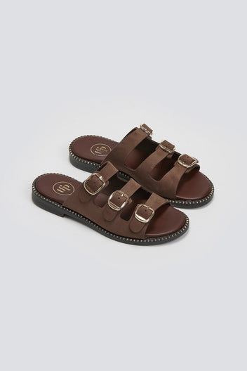 Σανδάλια από γνήσιο δέρμα nubuck Tfp - Καφέ - thefashionproject.gr - TFP