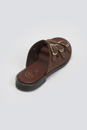 Σανδάλια από γνήσιο δέρμα nubuck Tfp - Καφέ - thefashionproject.gr - TFP