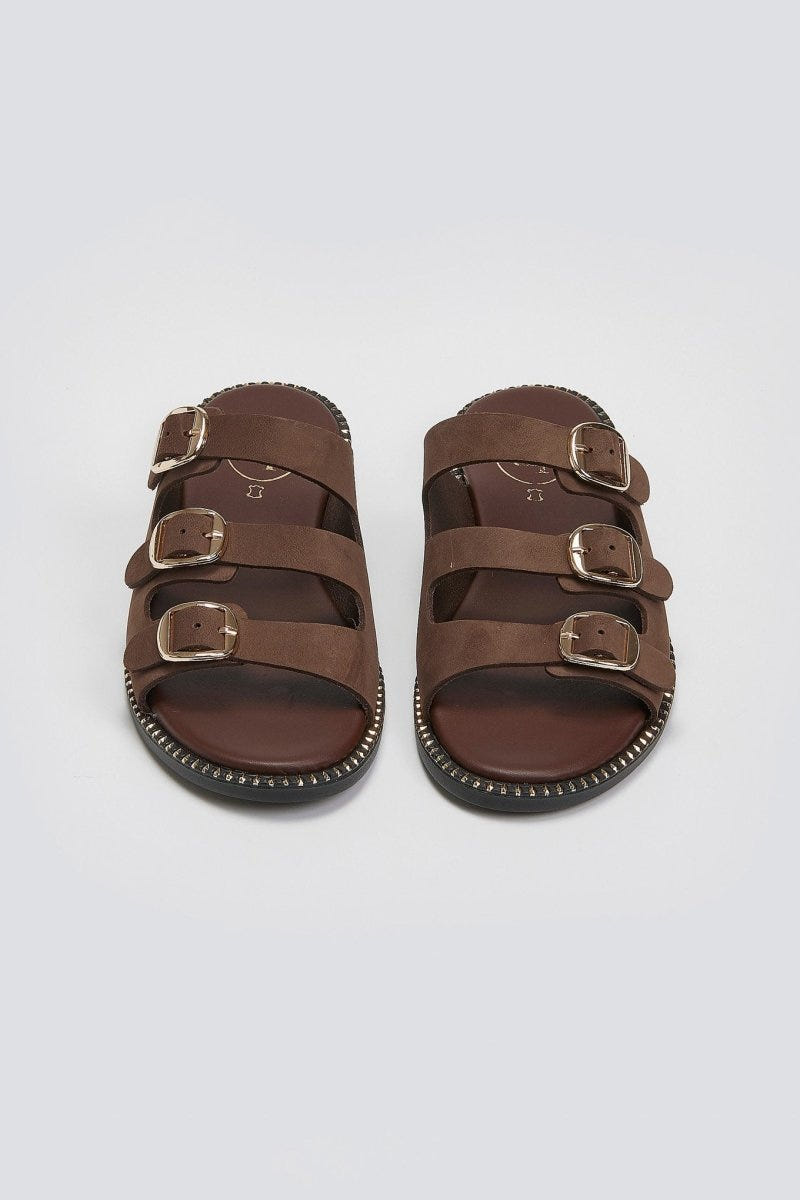 Σανδάλια από γνήσιο δέρμα nubuck Tfp - Καφέ - thefashionproject.gr - TFP