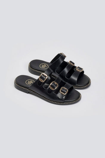 Σανδάλια από γνήσιο δέρμα nubuck Tfp - Μαύρο - thefashionproject.gr - TFP
