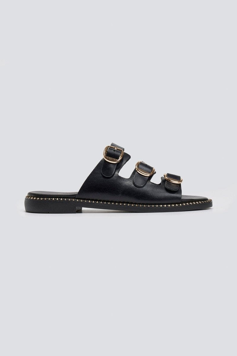 Σανδάλια από γνήσιο δέρμα nubuck Tfp - Μαύρο - thefashionproject.gr - TFP