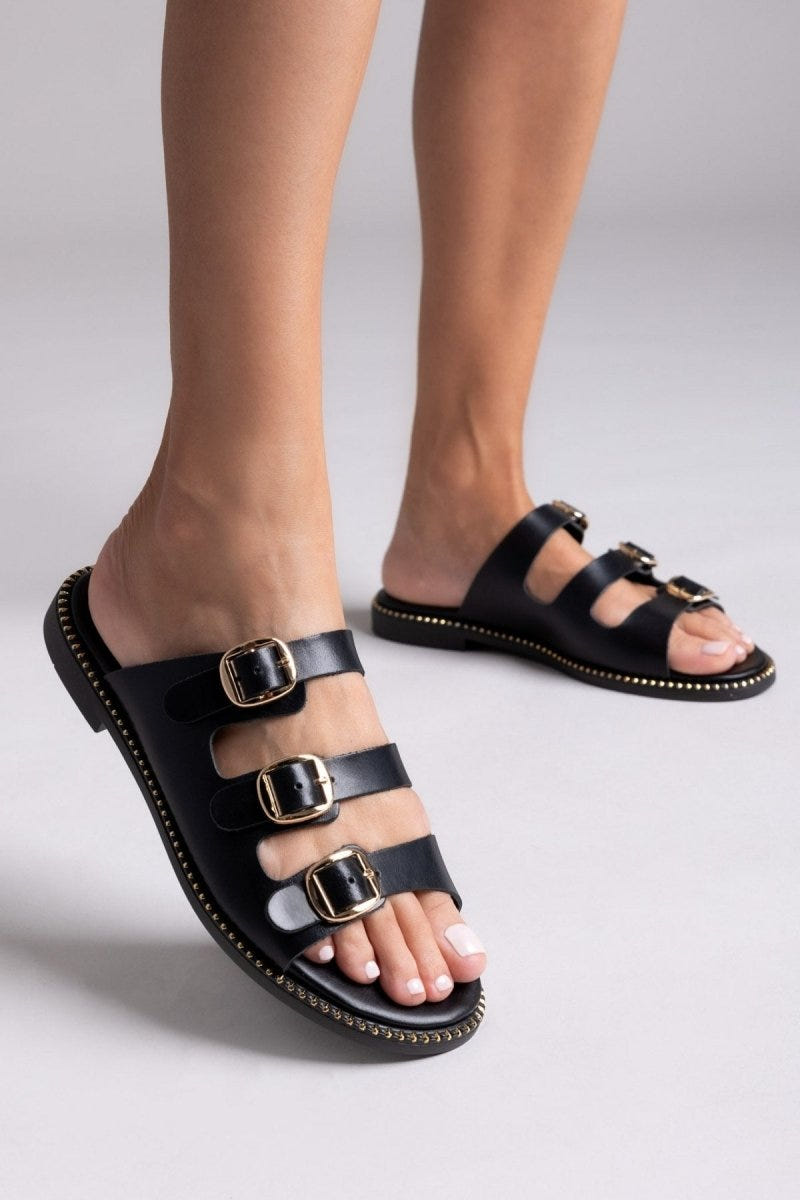 Σανδάλια από γνήσιο δέρμα nubuck Tfp - Μαύρο - thefashionproject.gr - TFP