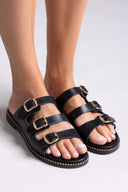 Σανδάλια από γνήσιο δέρμα nubuck Tfp - Μαύρο - thefashionproject.gr - TFP