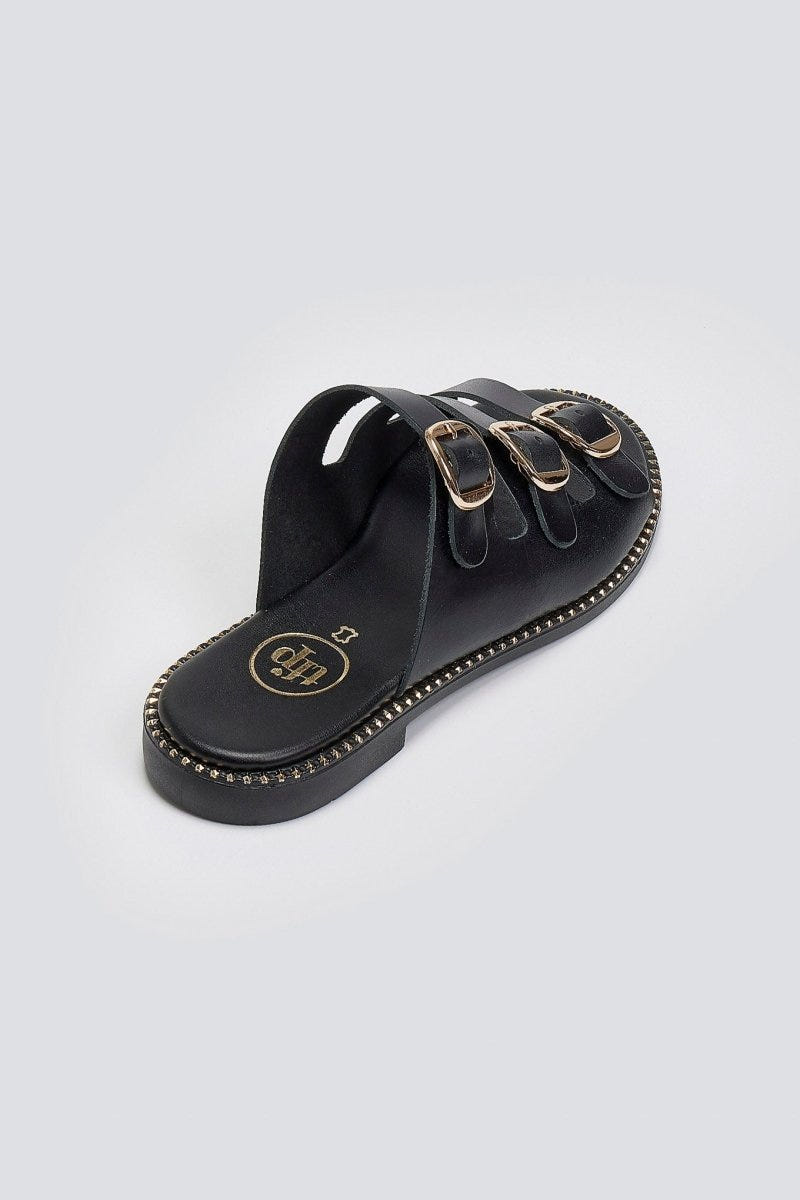 Σανδάλια από γνήσιο δέρμα nubuck Tfp - Μαύρο - thefashionproject.gr - TFP