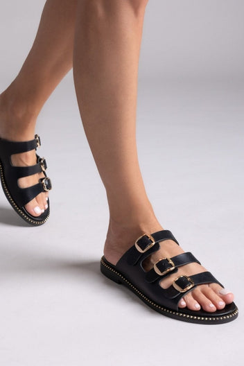 Σανδάλια από γνήσιο δέρμα nubuck Tfp - Μαύρο - thefashionproject.gr - TFP