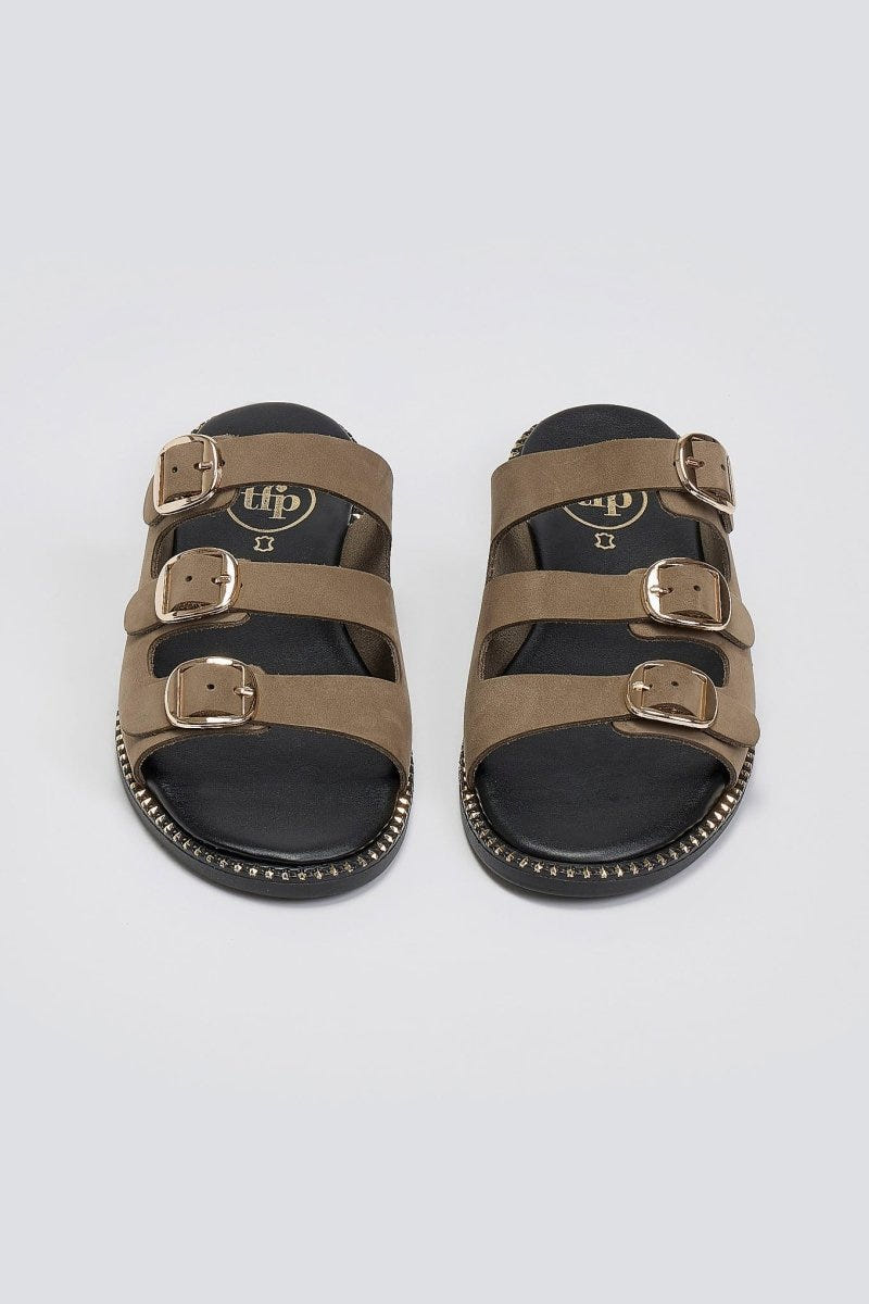 Σανδάλια από γνήσιο δέρμα nubuck Tfp - Χακί - thefashionproject.gr - TFP