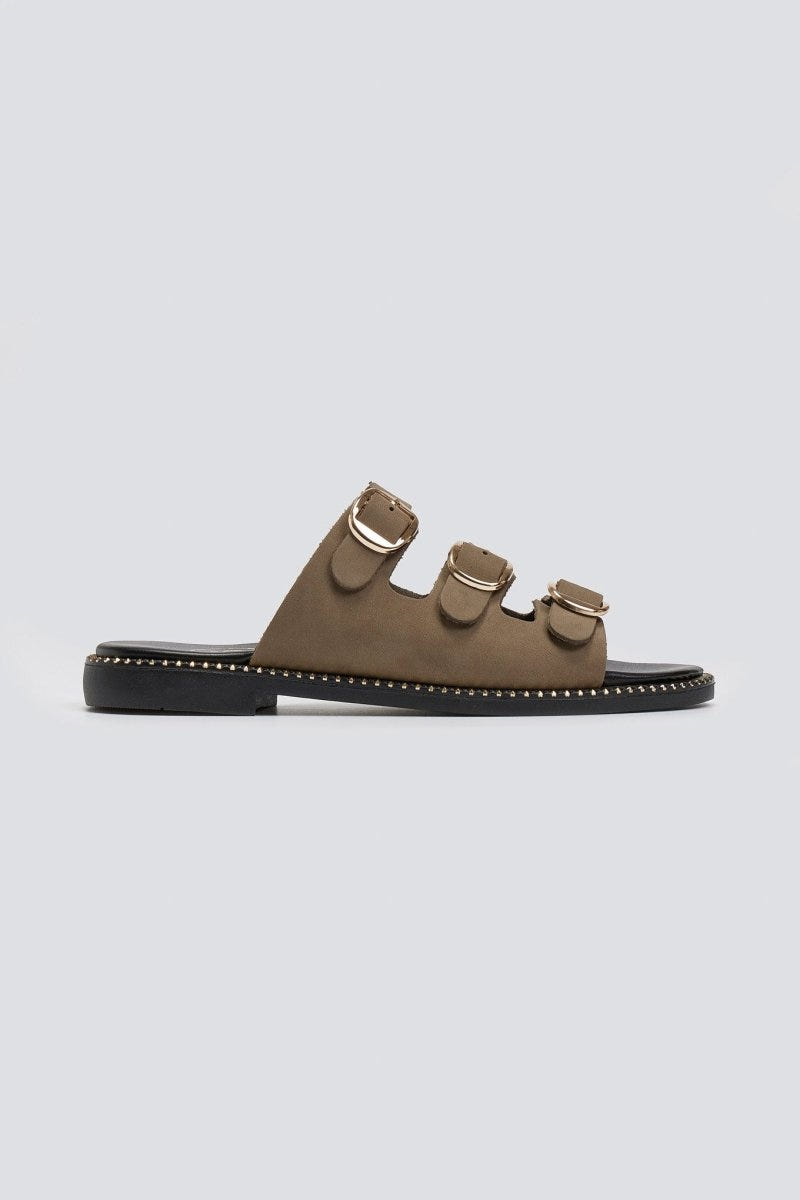 Σανδάλια από γνήσιο δέρμα nubuck Tfp - Χακί - thefashionproject.gr - TFP