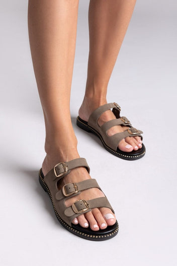 Σανδάλια από γνήσιο δέρμα nubuck Tfp - Χακί - thefashionproject.gr - TFP
