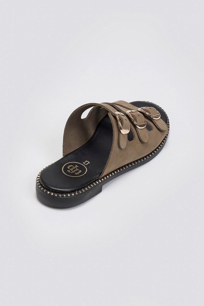 Σανδάλια από γνήσιο δέρμα nubuck Tfp - Χακί - thefashionproject.gr - TFP