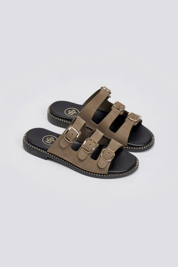 Σανδάλια από γνήσιο δέρμα nubuck Tfp - Χακί - thefashionproject.gr - TFP