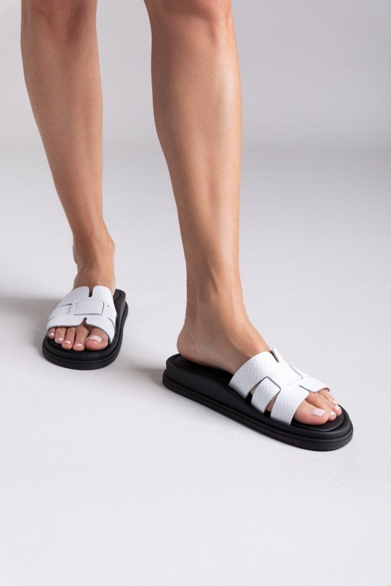 Σανδάλια από γνήσιο δέρμα pattern Estil - Λευκό - thefashionproject.gr - Estil