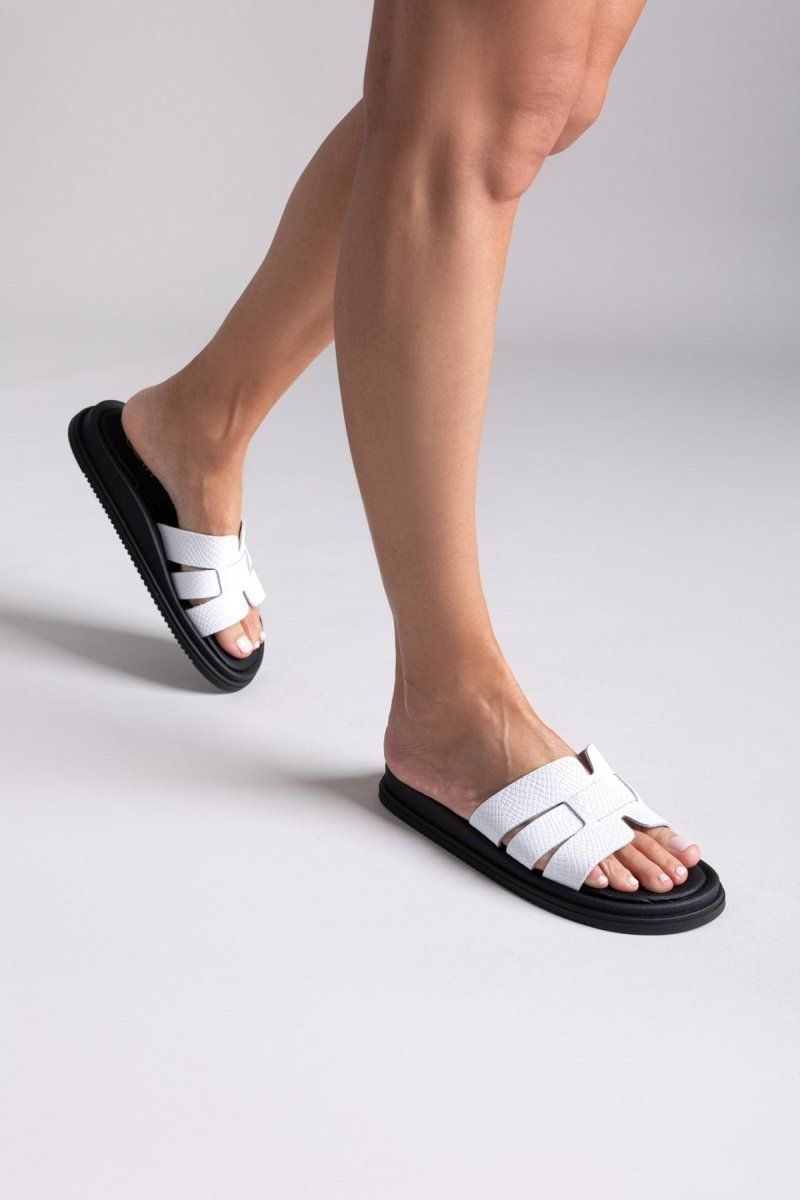Σανδάλια από γνήσιο δέρμα pattern Estil - Λευκό - thefashionproject.gr - Estil