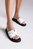 Σανδάλια από γνήσιο δέρμα pattern Estil - Λευκό - thefashionproject.gr - Estil