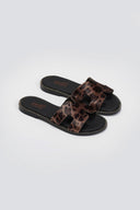 Σανδάλια από ponyskin με print Estil - Καφέ - thefashionproject.gr - Estil